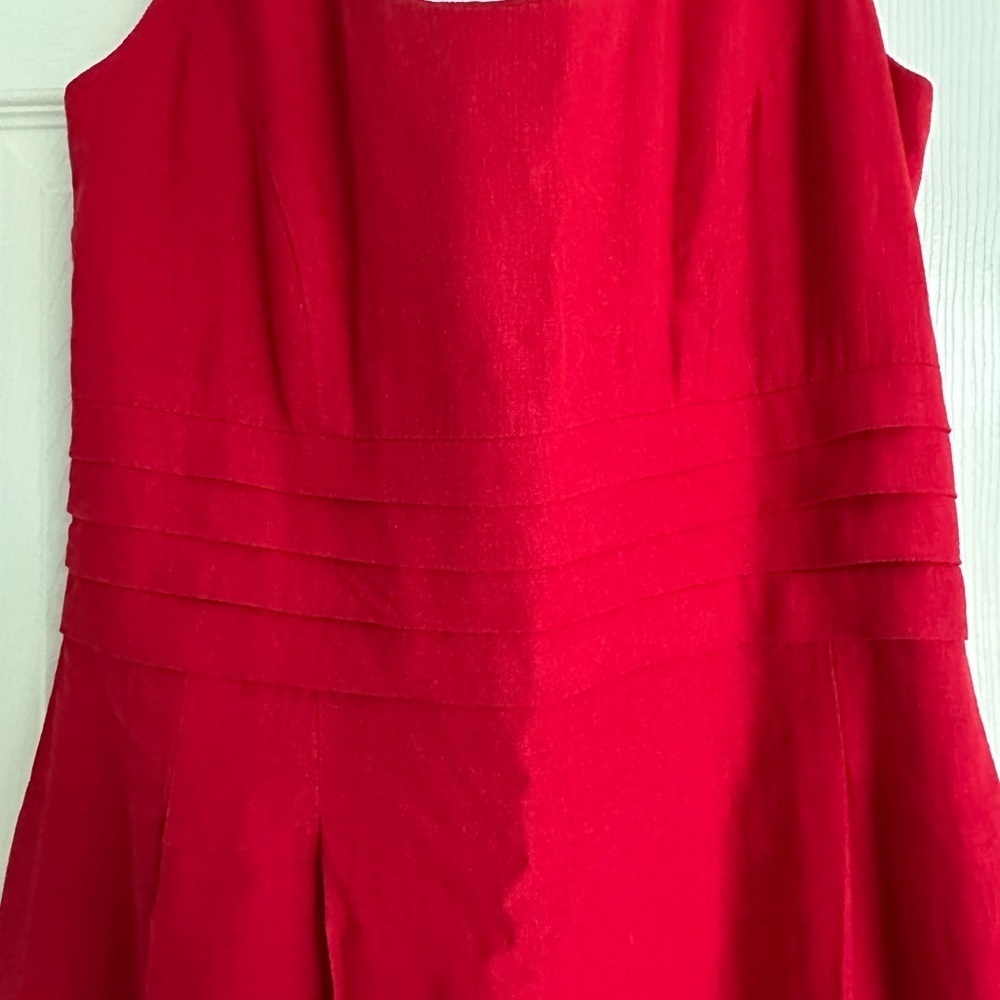 ISADORA Collection Red Linen Blend Lined Sleeveless Eyelet Hem Dress Sz 8 - Picture 3 of 7